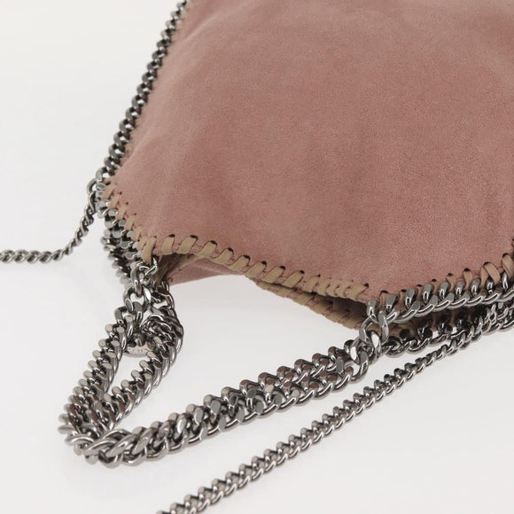 Stella MacCartney Chain Fabera Shoulder Bag Suede Pink Silver Auth BA6012