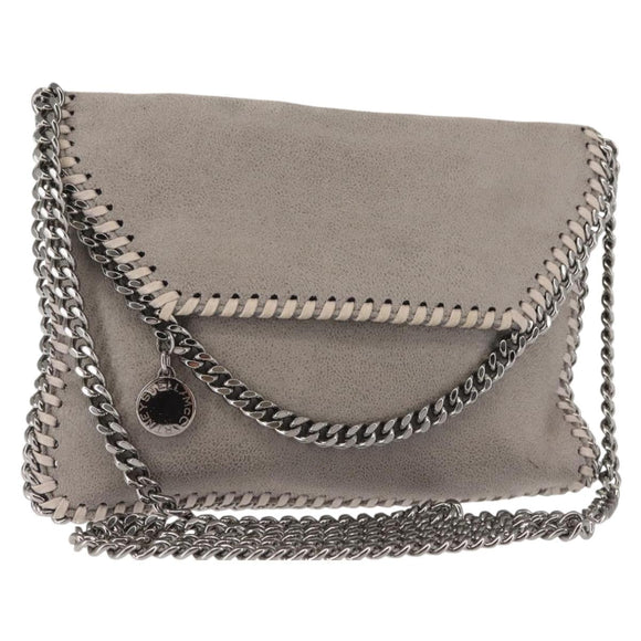 Stella MacCartney Chain Fabera Shoulder Bag Suede Gray Silver Auth BA6018