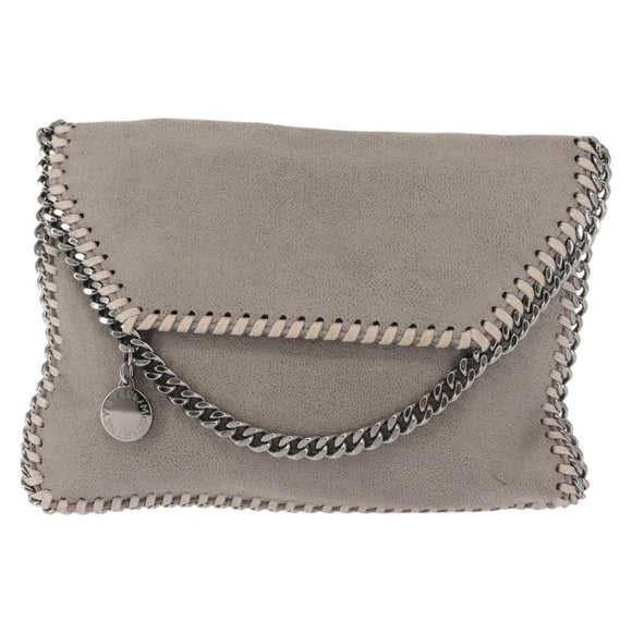 Stella MacCartney Chain Fabera Shoulder Bag Suede Gray Silver Auth BA6018
