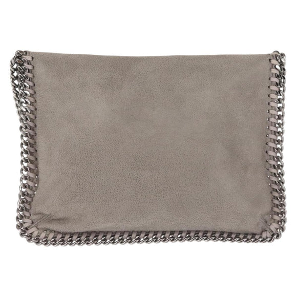 Stella MacCartney Chain Fabera Shoulder Bag Suede Gray Silver Auth BA6018
