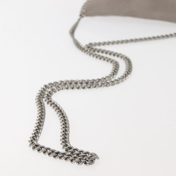 Stella MacCartney Chain Fabera Shoulder Bag Suede Gray Silver Auth BA6018