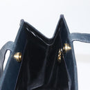 Salvatore Ferragamo Vala Tote Bag Leather Navy Gold Auth BA6019-18