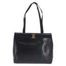 Salvatore Ferragamo Vala Tote Bag Leather Navy Gold Auth BA6019-13