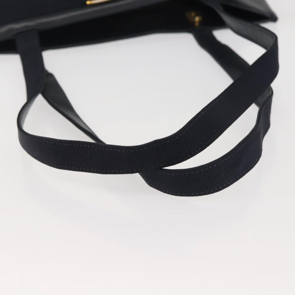 Salvatore Ferragamo Vala Tote Bag Leather Navy Gold Auth BA6019