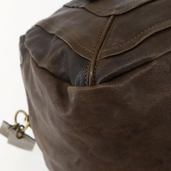 Chloe Hand Bag Leather Brown Gold Auth BA6021