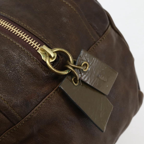 Chloe Hand Bag Leather Brown Gold Auth BA6021