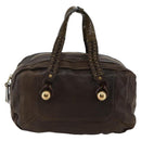 Chloe Hand Bag Leather Brown Gold Auth BA6021-2