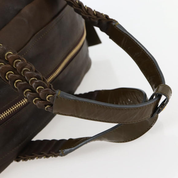Chloe Hand Bag Leather Brown Gold Auth BA6021
