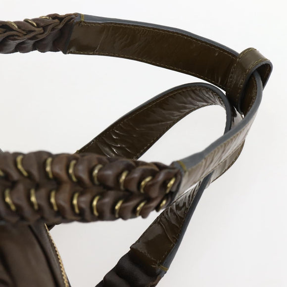 Chloe Hand Bag Leather Brown Gold Auth BA6021