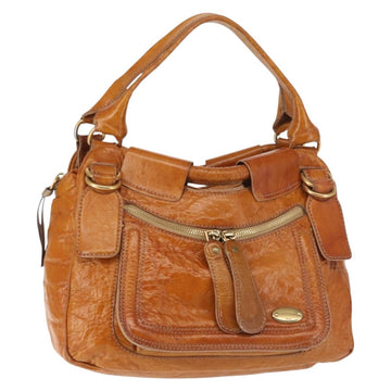 Chloe Bay Hand Bag Leather Brown Gold Auth BA6022