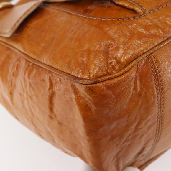 Chloe Bay Hand Bag Leather Brown Gold Auth BA6022