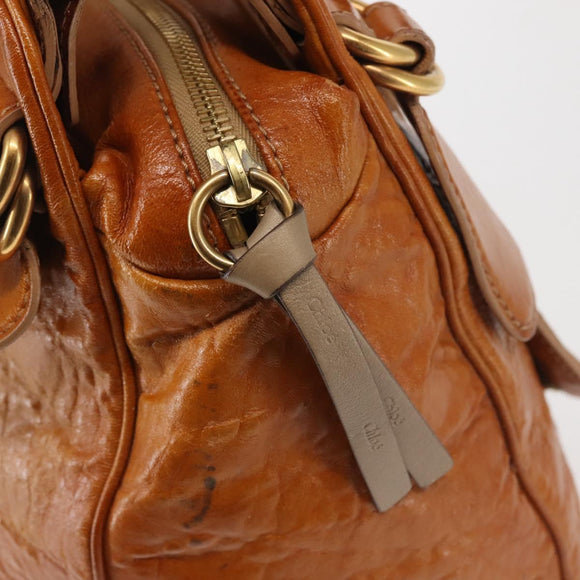Chloe Bay Hand Bag Leather Brown Gold Auth BA6022