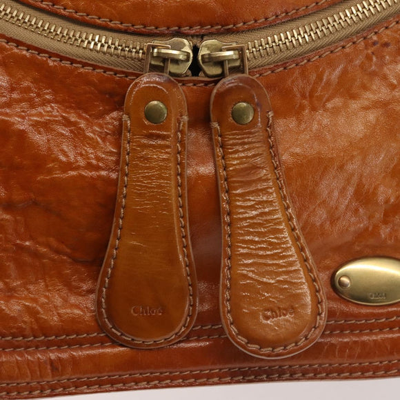 Chloe Bay Hand Bag Leather Brown Gold Auth BA6022