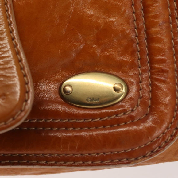 Chloe Bay Hand Bag Leather Brown Gold Auth BA6022