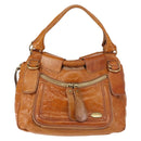 Chloe Bay Hand Bag Leather Brown Gold Auth BA6022-2