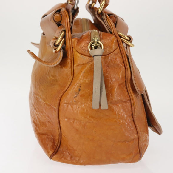 Chloe Bay Hand Bag Leather Brown Gold Auth BA6022