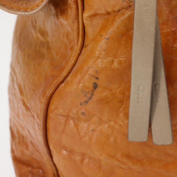 Chloe Bay Hand Bag Leather Brown Gold Auth BA6022