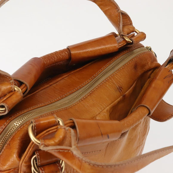 Chloe Bay Hand Bag Leather Brown Gold Auth BA6022