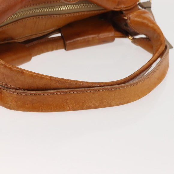 Chloe Bay Hand Bag Leather Brown Gold Auth BA6022