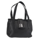 Salvatore Ferragamo Vala Shoulder Bag Leather Black Silver Auth BA6023-1