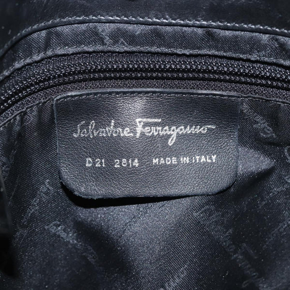 Salvatore Ferragamo Vala Shoulder Bag Leather Black Silver Auth BA6023