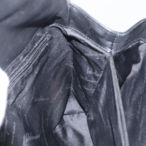 Salvatore Ferragamo Vala Shoulder Bag Leather Black Silver Auth BA6023