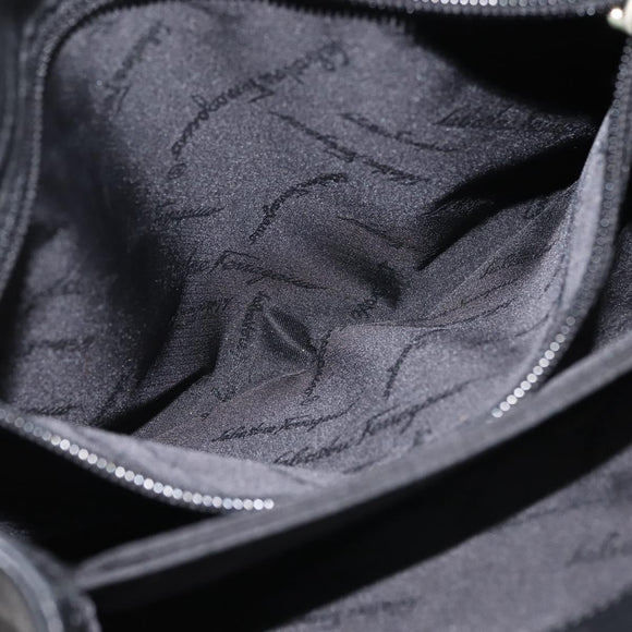 Salvatore Ferragamo Vala Shoulder Bag Leather Black Silver Auth BA6023