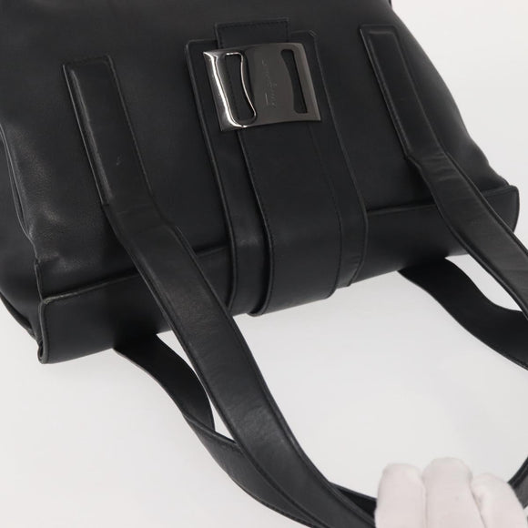 Salvatore Ferragamo Vala Shoulder Bag Leather Black Silver Auth BA6023