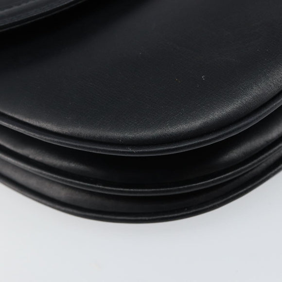 BALLY Hand Bag Leather Black Gold Auth BA6024