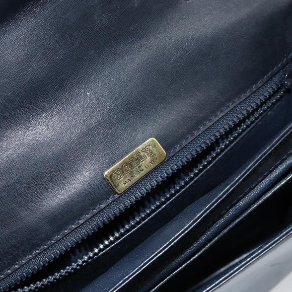 BALLY Hand Bag Leather Black Gold Auth BA6024