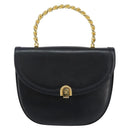 BALLY Hand Bag Leather Black Gold Auth BA6024-13