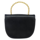 BALLY Hand Bag Leather Black Gold Auth BA6024-2