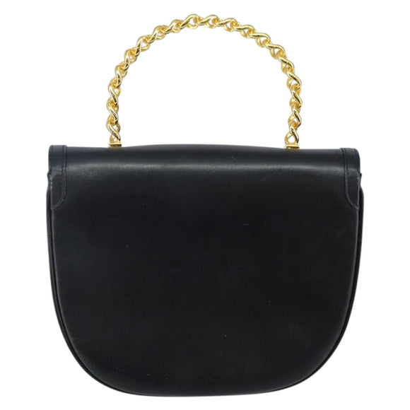 BALLY Hand Bag Leather Black Gold Auth BA6024