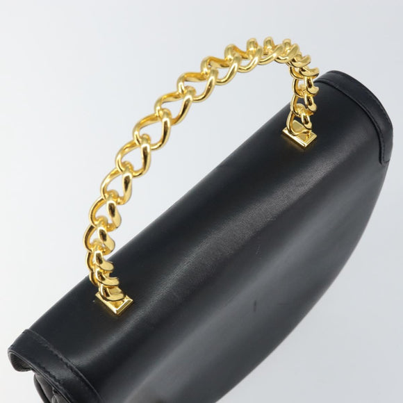 BALLY Hand Bag Leather Black Gold Auth BA6024