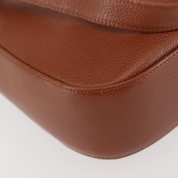 BALLY Tote Bag Leather Brown Gold Auth BA6025