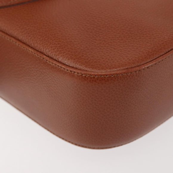 BALLY Tote Bag Leather Brown Gold Auth BA6025