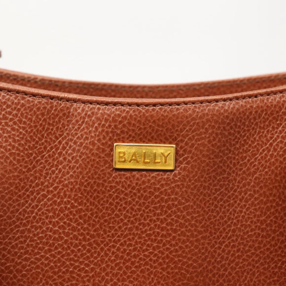 BALLY Tote Bag Leather Brown Gold Auth BA6025