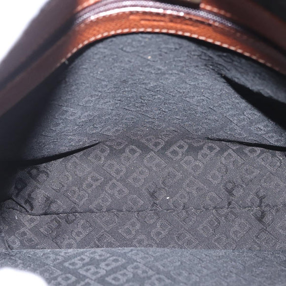 BALLY Tote Bag Leather Brown Gold Auth BA6025