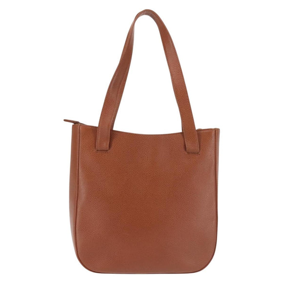 BALLY Tote Bag Leather Brown Gold Auth BA6025