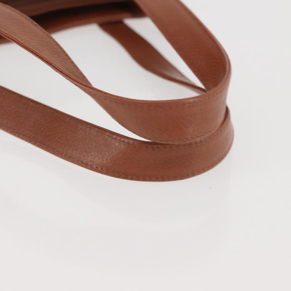 BALLY Tote Bag Leather Brown Gold Auth BA6025