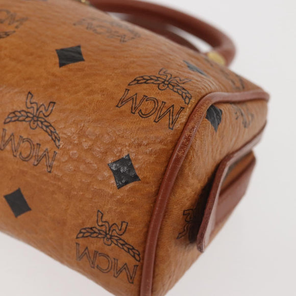 MCM Logogram Vicetos Hand Bag PVC Leather Brown Gold Auth BA6026