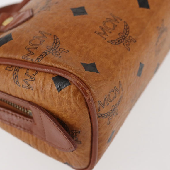 MCM Logogram Vicetos Hand Bag PVC Leather Brown Gold Auth BA6026