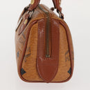 MCM Logogram Vicetos Hand Bag PVC Leather Brown Gold Auth BA6026-4