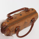 MCM Logogram Vicetos Hand Bag PVC Leather Brown Gold Auth BA6026-6