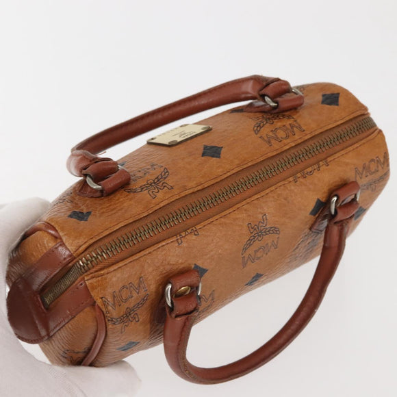 MCM Logogram Vicetos Hand Bag PVC Leather Brown Gold Auth BA6026