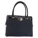 Christian Dior Honeycomb Canvas Hand Bag Navy Gold Auth BA6027-1