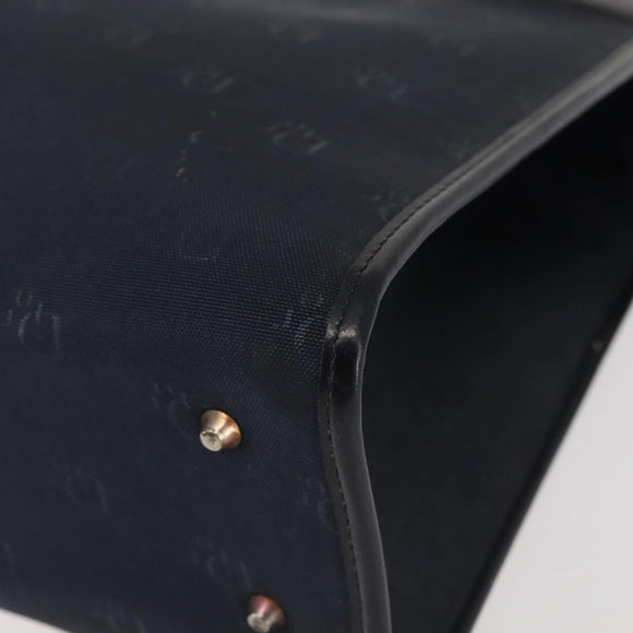 Christian Dior Honeycomb Canvas Hand Bag Navy Gold Auth BA6027