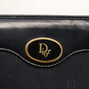 Christian Dior Honeycomb Canvas Hand Bag Navy Gold Auth BA6027-18
