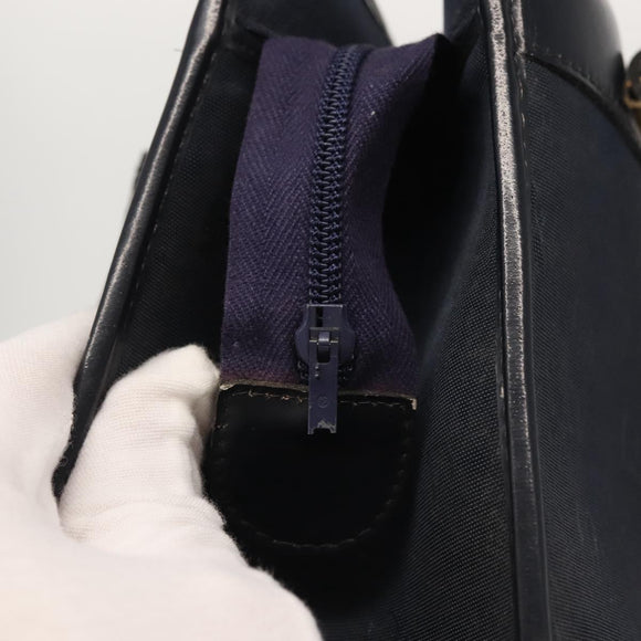 Christian Dior Honeycomb Canvas Hand Bag Navy Gold Auth BA6027