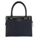 Christian Dior Honeycomb Canvas Hand Bag Navy Gold Auth BA6027-13